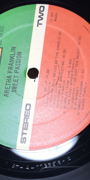 Aretha Franklin - Sweet Passion (LP, Album, Pre)