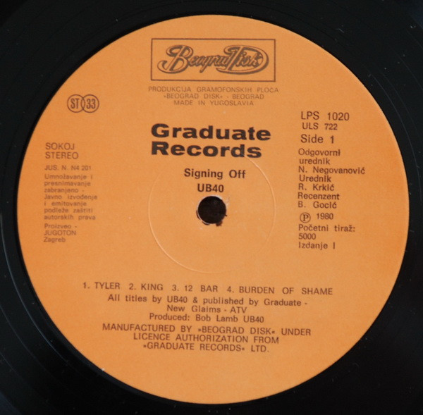 UB40 - Signing Off (LP, Album)