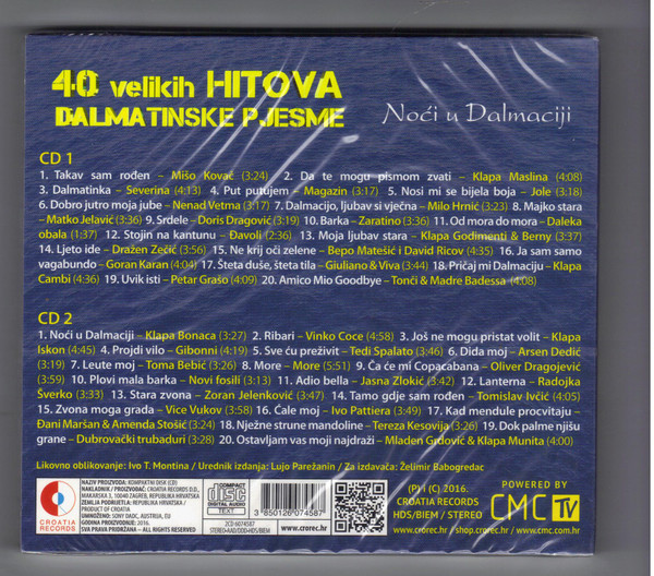 Various - 40 Velikih Hitova Dalmatinske Pjesme / Noći U Dalmaciji (2xCD, Comp, Dig)