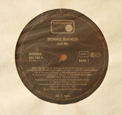 Bonnie Bianco - Just Me (LP, Album)