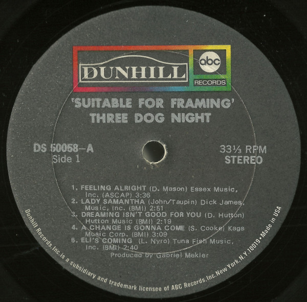 Three Dog Night - Suitable For Framing (LP, Album, Gat)