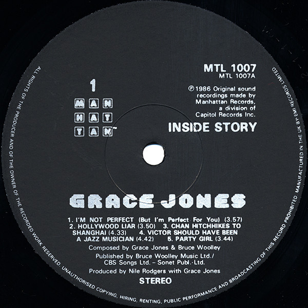 Grace Jones - Inside Story (LP, Album)