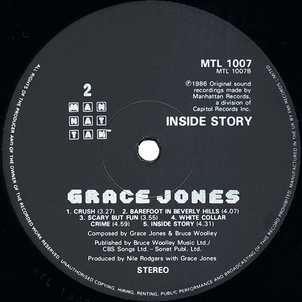 Grace Jones - Inside Story (LP, Album)