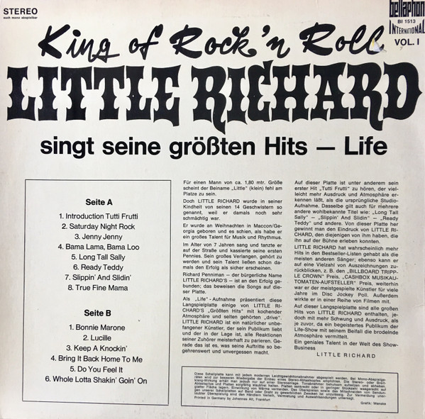 Little Richard - King Of Rock'n Roll Little Richard Singt Seine Größten Hits - Life (LP, Album, RE)