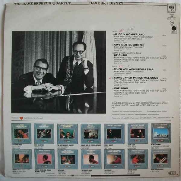 The Dave Brubeck Quartet - Dave Digs Disney (LP, Album, Mono, RE)