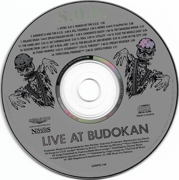 S.O.D.* - Live At Budokan (CD, Album)