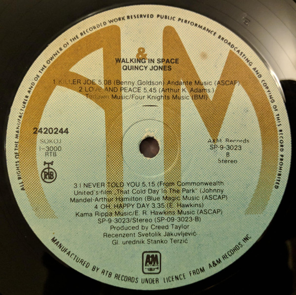 Quincy Jones - Walking In Space (LP, Album, Gat)