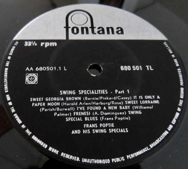 Frans Poptie And His Swing Specials - Swing Specialities (LP, Album)