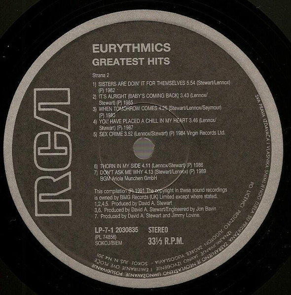 Eurythmics - Greatest Hits (LP, Comp)