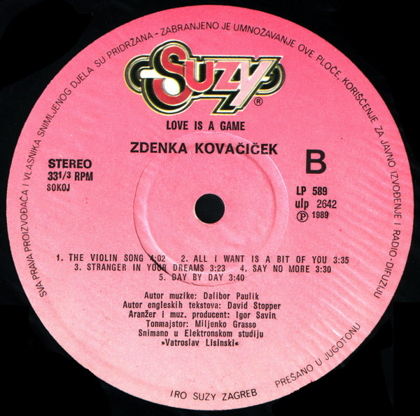 Zdenka* - Love Is A Game = Ljubav Je Igra (LP, Album)
