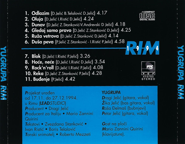 YU Grupa - Rim 1994 (CD, Album)