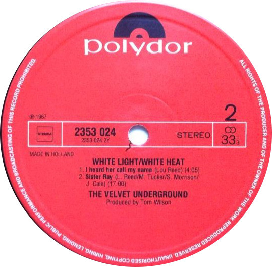 The Velvet Underground - White Light/White Heat (LP, Album, RE)