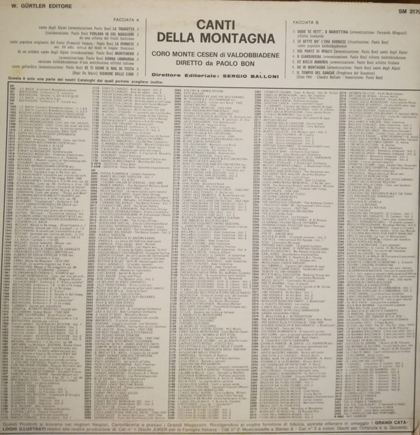Coro Monte Cesen Di Valdobbiadene* - Canti Della Montagna (LP, Comp, RE)