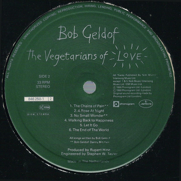 Bob Geldof - The Vegetarians Of Love (LP, Album)
