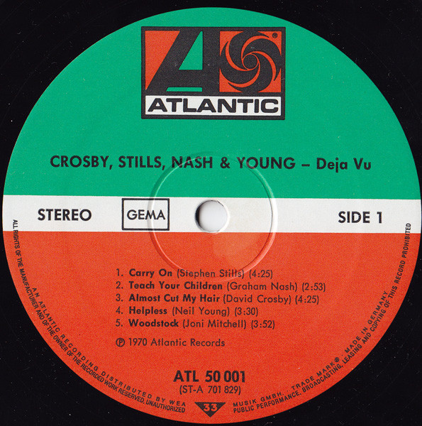 Crosby, Stills, Nash & Young - Déjà Vu (LP, Album, RE, Gat)