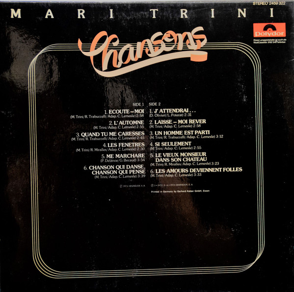 Mari Trini - Chansons (LP, Comp)