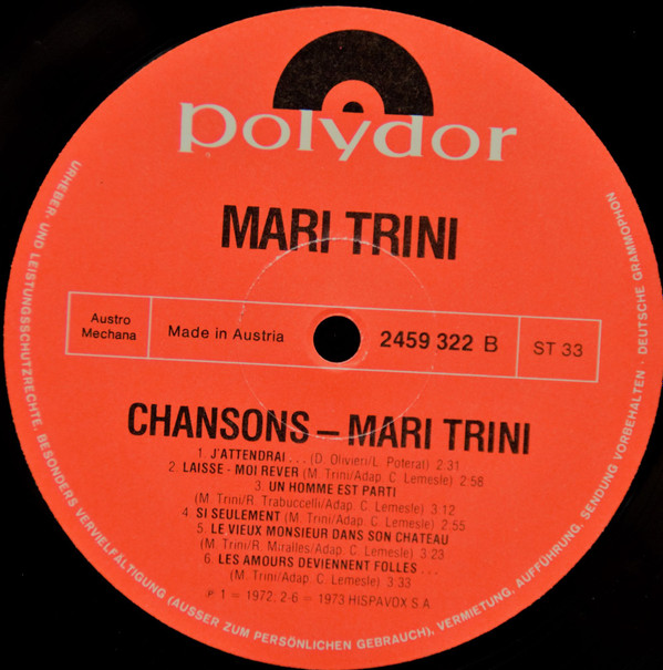 Mari Trini - Chansons (LP, Comp)