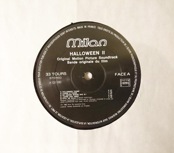 John Carpenter With/Avec Alan Howarth - Halloween II (Bande Originale Du Film / Original Motion Picture Soundtrack) (LP, Album)
