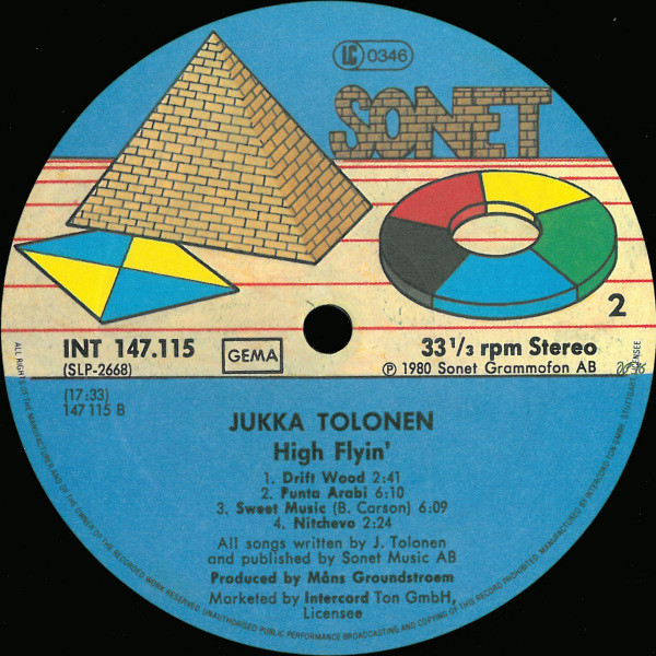 Jukka Tolonen - High Flyin' (LP, Album, Gat)
