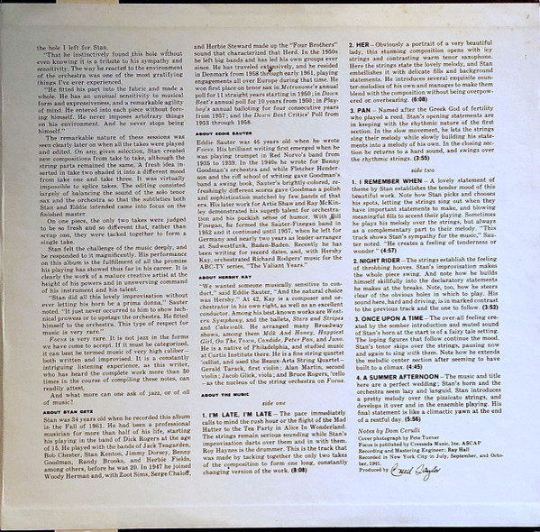 Stan Getz / Eddie Sauter - Focus (LP, Album, Gat)