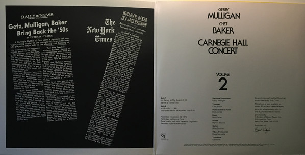 Gerry Mulligan, Chet Baker - Carnegie Hall Concert Volume 2 (LP, Album, Gat)