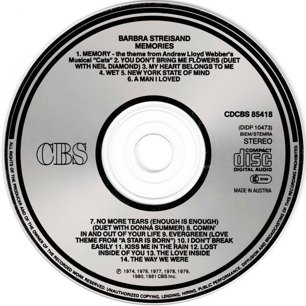 Barbra Streisand - Memories (CD, Comp, RE)