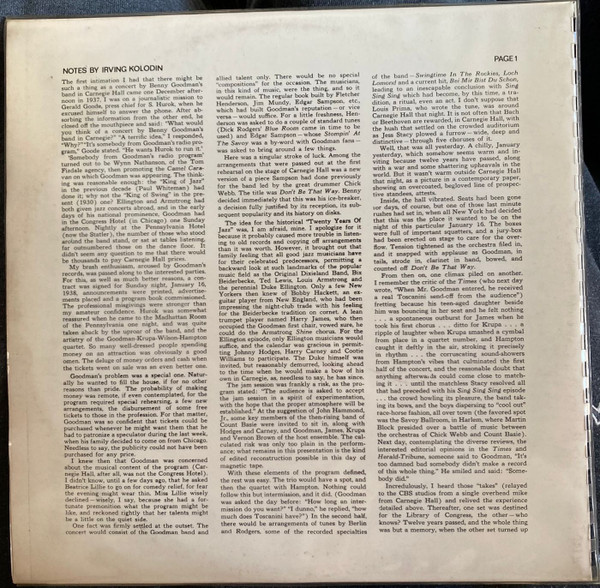 Benny Goodman - The Famous 1938 Carnegie Hall Jazz Concert (2xLP, Album, Gat)