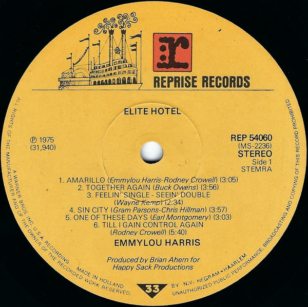 Emmylou Harris - Elite Hotel (LP, Album)