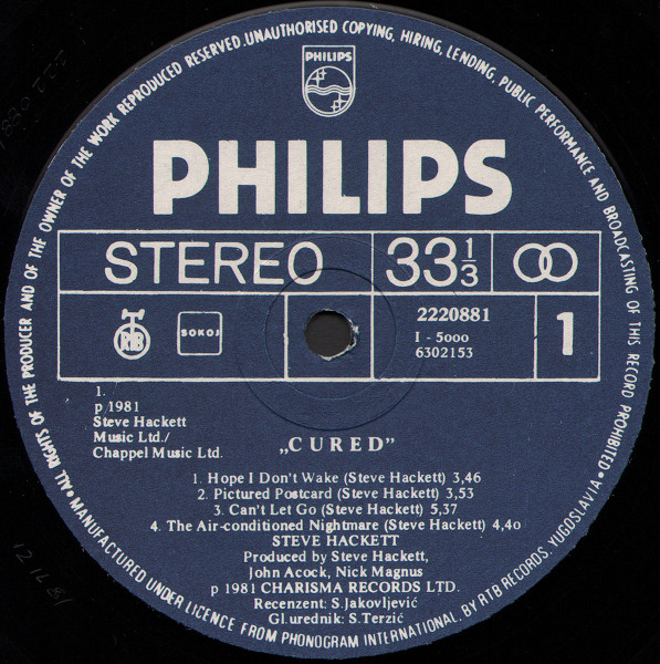 Steve Hackett - Cured (LP, Album)