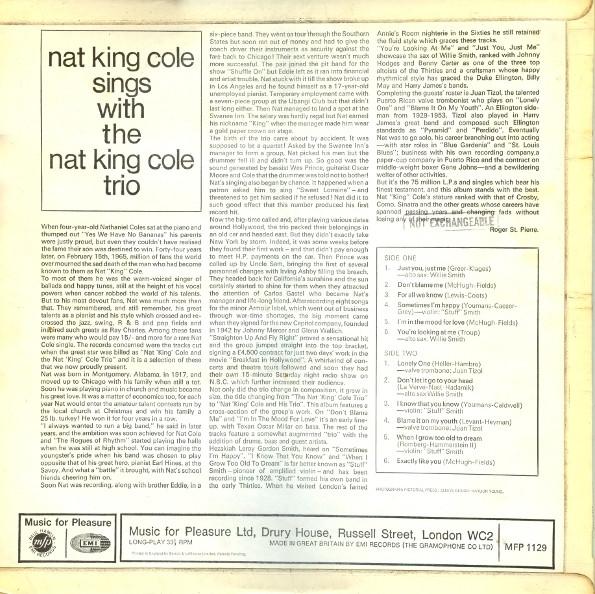The Nat King Cole Trio - Nat King Cole Sings With The Nat King Cole Trio (LP, Comp, Mono, RE)