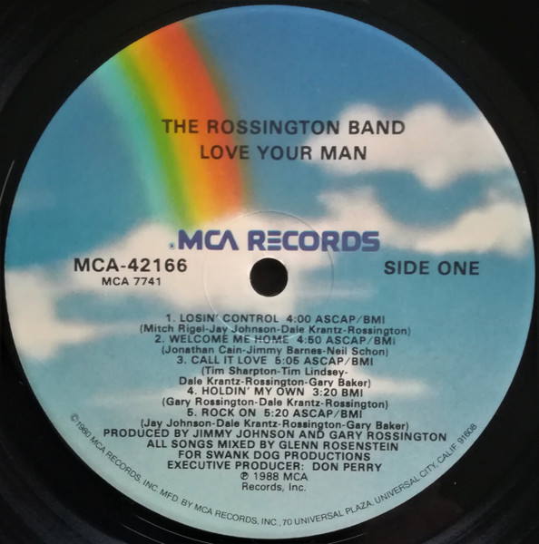 The Rossington Band - Love Your Man (LP, Album, Glo)