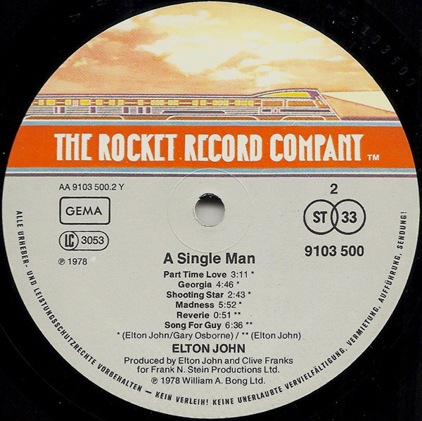 Elton John - A Single Man (LP, Album, Gat)