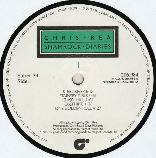 Chris Rea - Shamrock Diaries (LP, Album, Whi)