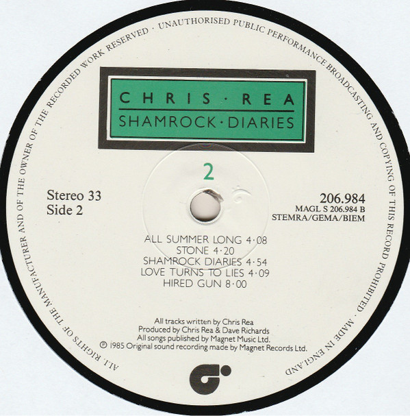 Chris Rea - Shamrock Diaries (LP, Album, Whi)