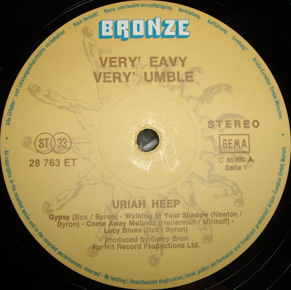 Uriah Heep - ...Very 'Eavy Very 'Umble... (LP, Album, RP, Gat)