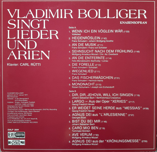 Vladimir Bolliger - Vladimir Bolliger Singt Lieder Und Arien (LP)