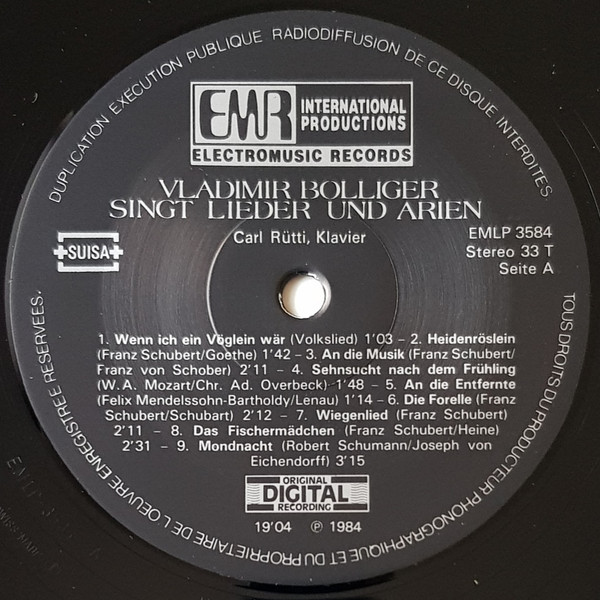 Vladimir Bolliger - Vladimir Bolliger Singt Lieder Und Arien (LP)