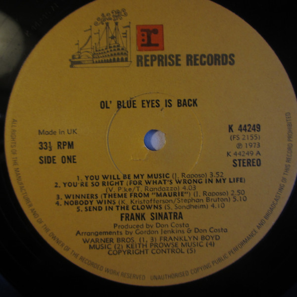 Frank Sinatra - Ol' Blue Eyes Is Back (LP, Gat)