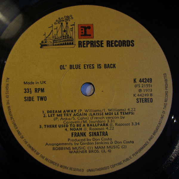 Frank Sinatra - Ol' Blue Eyes Is Back (LP, Gat)