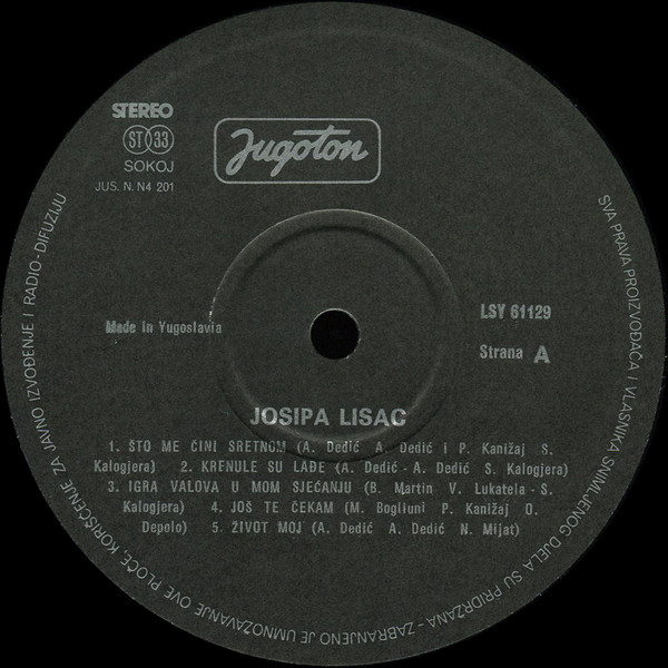 Josipa Lisac - Najveći Uspjesi 68/73 (LP, Comp, RP, Bla)