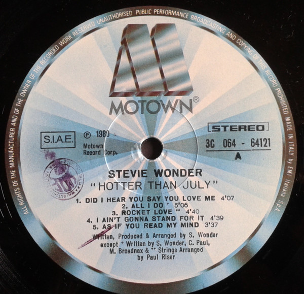 Stevie Wonder - Hotter Than July (LP, Album, Gat)