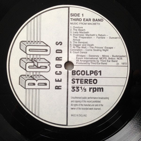 Third Ear Band - Music From Macbeth (LP, Album, RE)