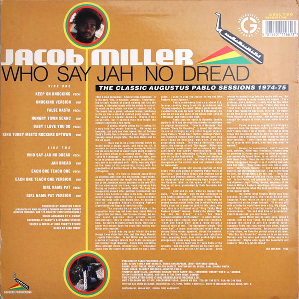Jacob Miller - Who Say Jah No Dread (The Classic Augustus Pablo Sessions 1974-75)  (LP, Comp)