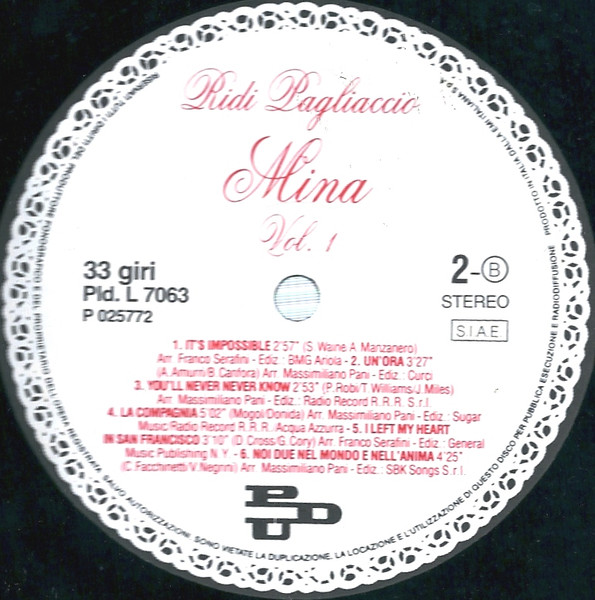 Mina (3) - Ridi Pagliaccio (2xLP, Album, Gat)