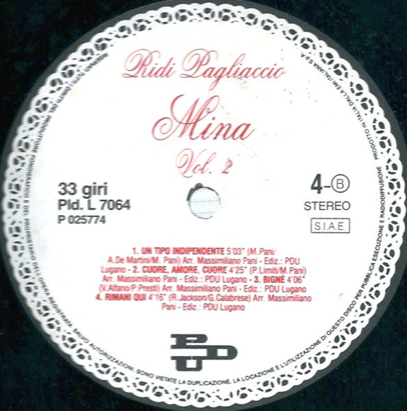Mina (3) - Ridi Pagliaccio (2xLP, Album, Gat)