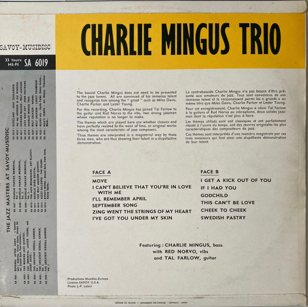 The Charlie Mingus Trio With Tal Farlow, Red Norvo - The Charlie Mingus Trio With Tal Farlow, Red Norvo (LP, Album, RE)