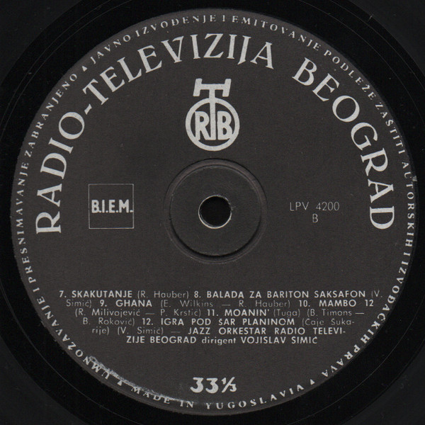 Jazz Orkestar Radio-Televizije Beograd - Jazz Orkestar Radio-Televizije Beograd  (LP, Album, Mono)