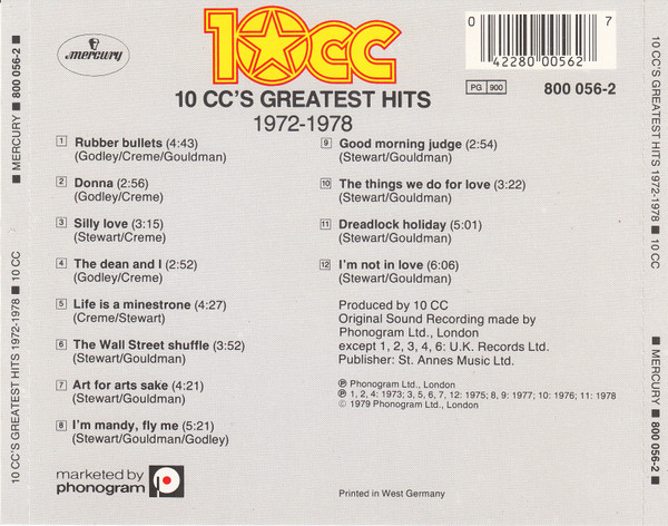 10cc - 10 CC's Greatest Hits 1972-1978 (CD, Comp)