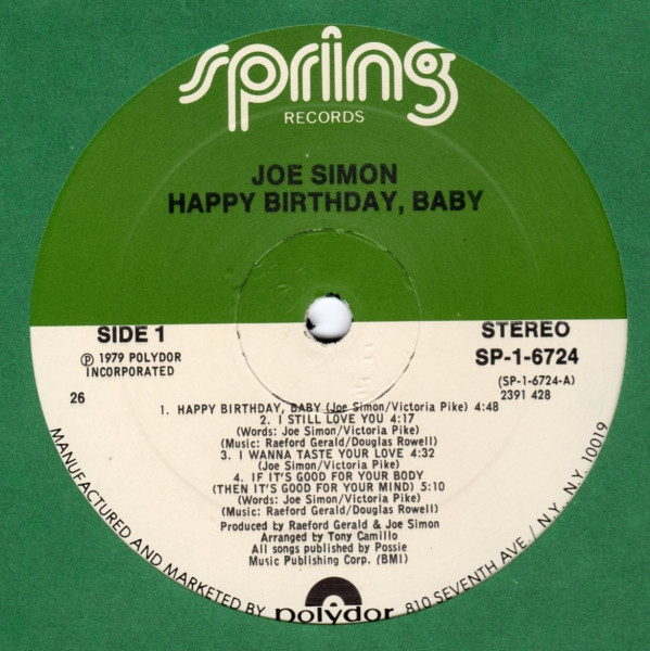 Joe Simon - Happy Birthday, Baby (LP, Album)