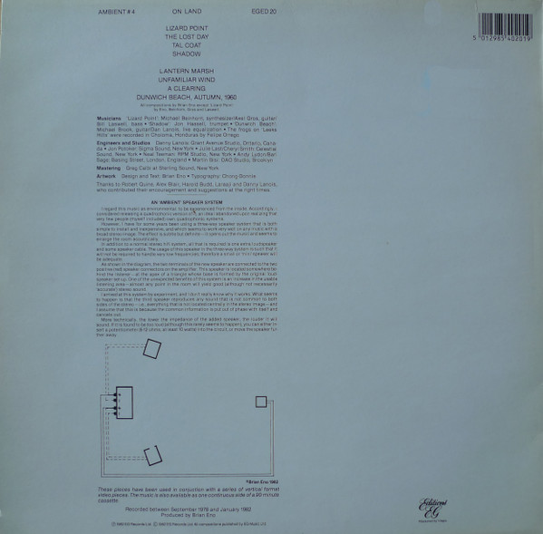 Brian Eno - Ambient 4 (On Land) (LP, Album, RE)